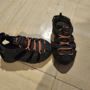 Kids Black and Orange Sandals